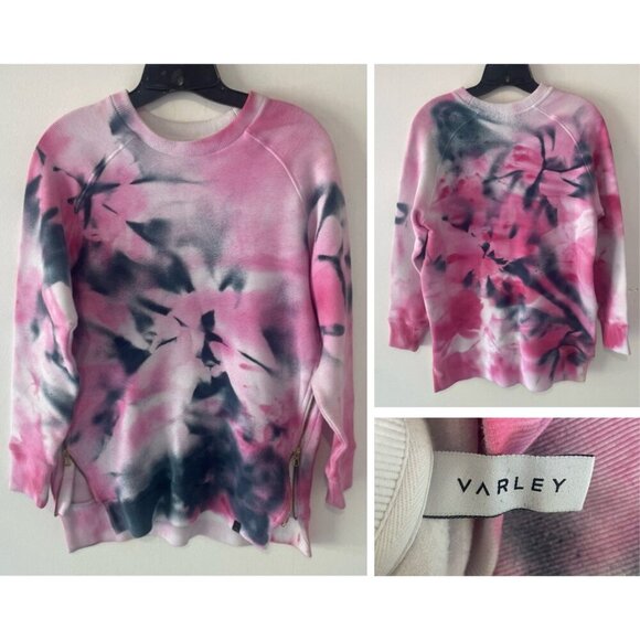 Varley Pink Gray Tie Dye Side Zip Pullover Sweatshirt 37450 - Picture 1 of 8